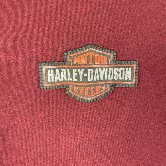 Harley Davidson Motorcycles Shirt Men's Large Embroidered Eagle Patch Burgundy - Picture 4 of 8